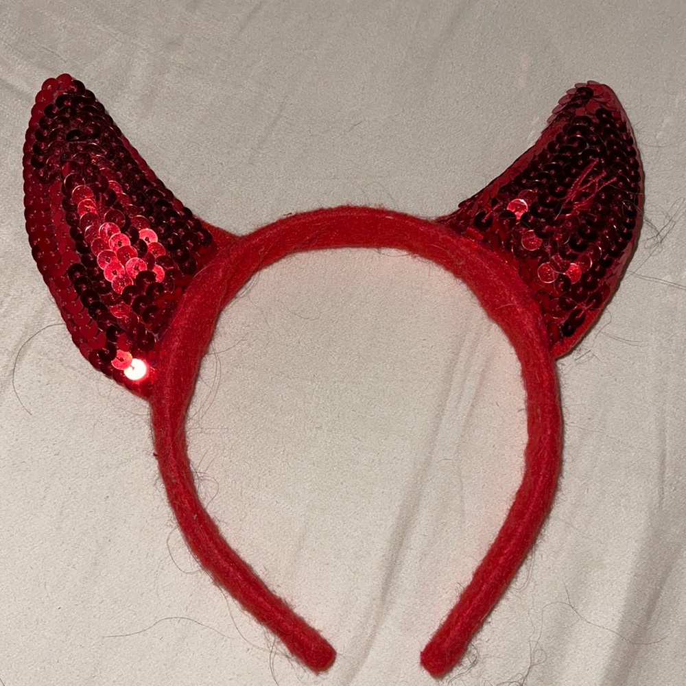 Red Sequin Devil Horn Head Band